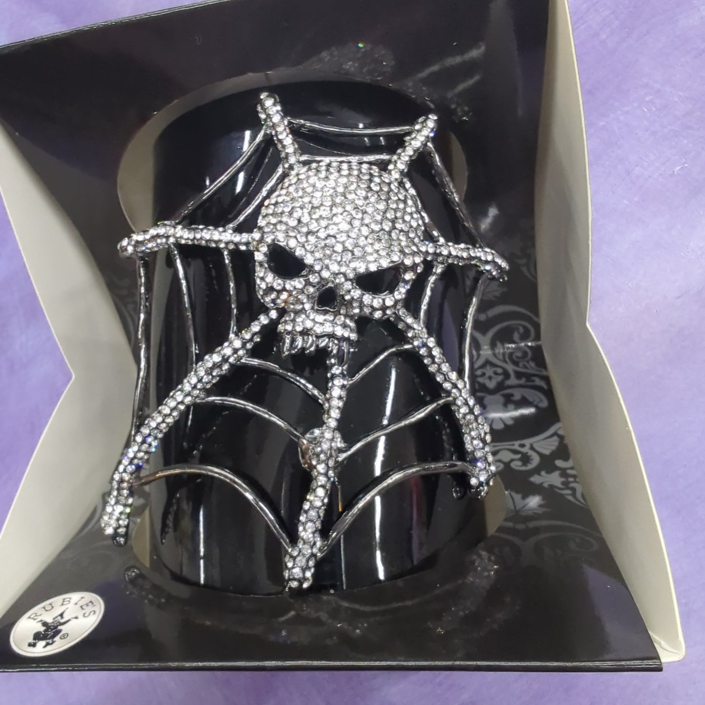 Spider Skull Head Rhinestone Cuff
