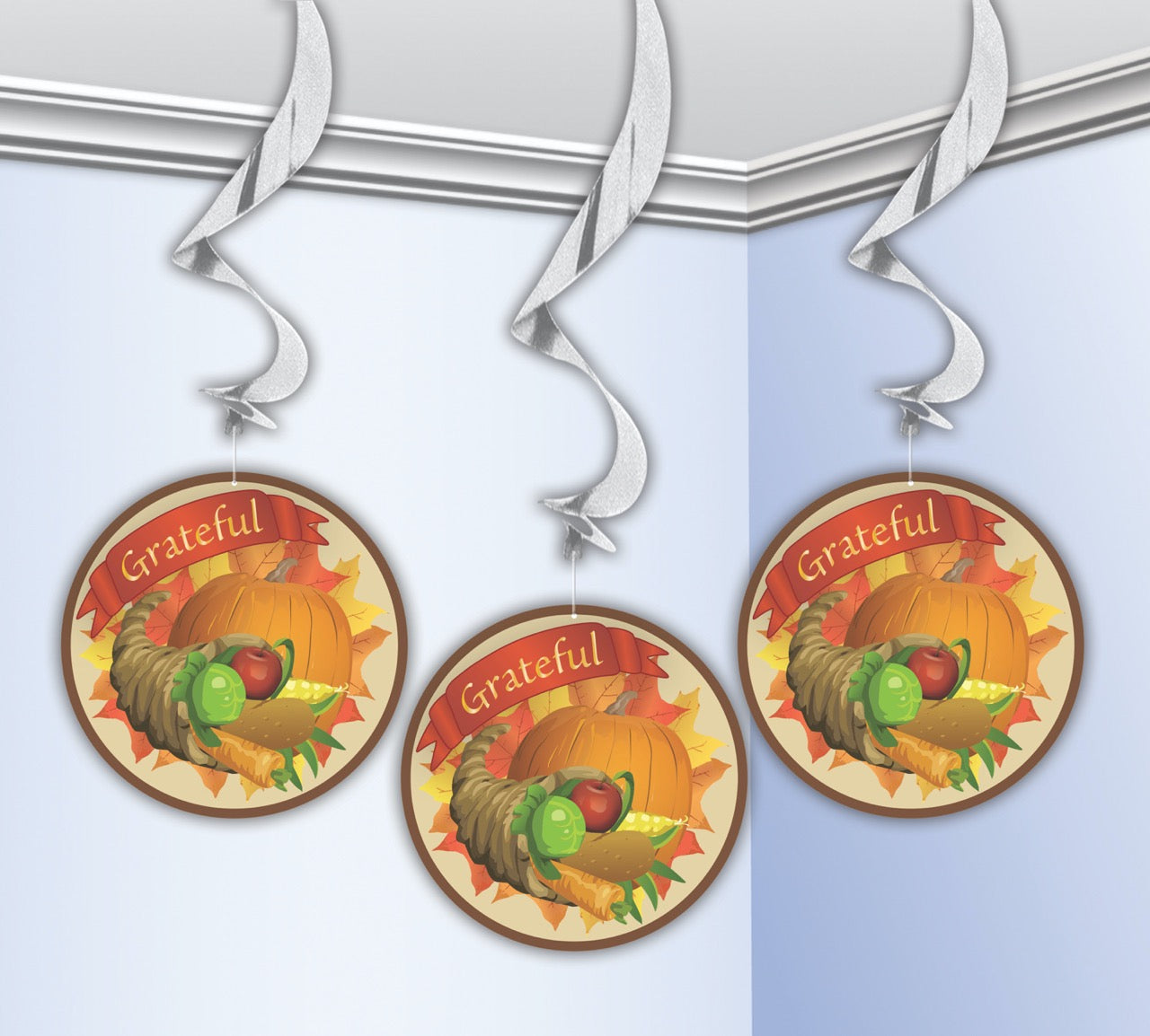 Harvest 3pc. Foil Swirl Decor