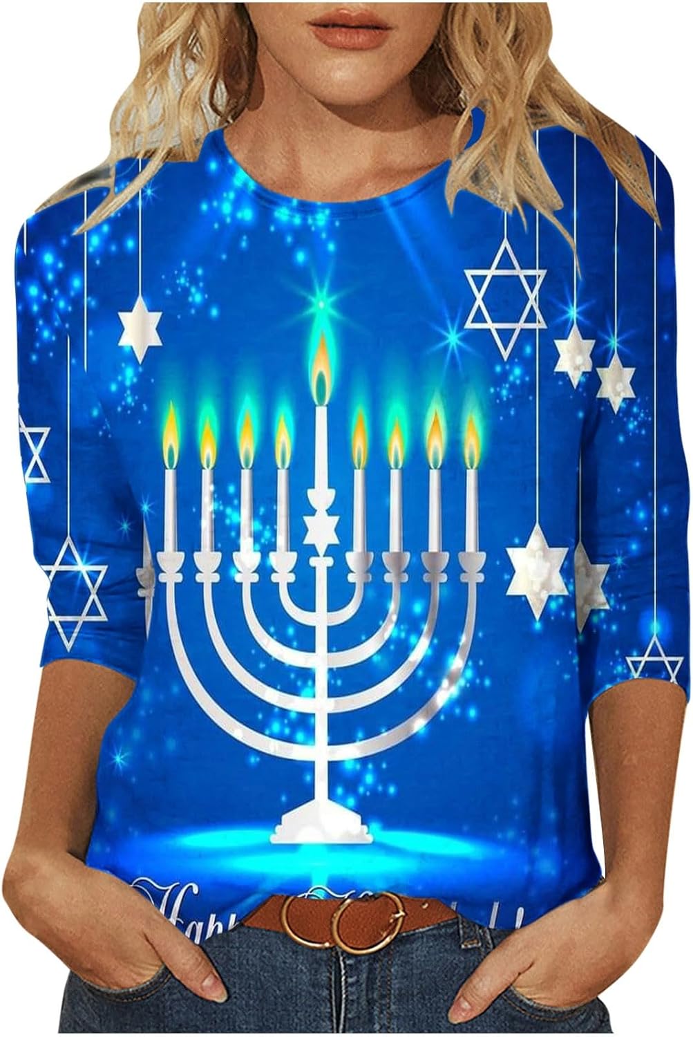 CHANUKAH SHIRT CHEMISE BLUE