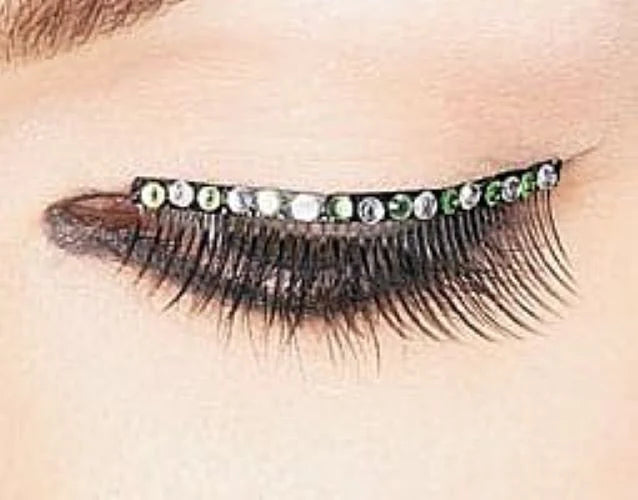 EYELASHES PINK & GREEN GEMSTONE