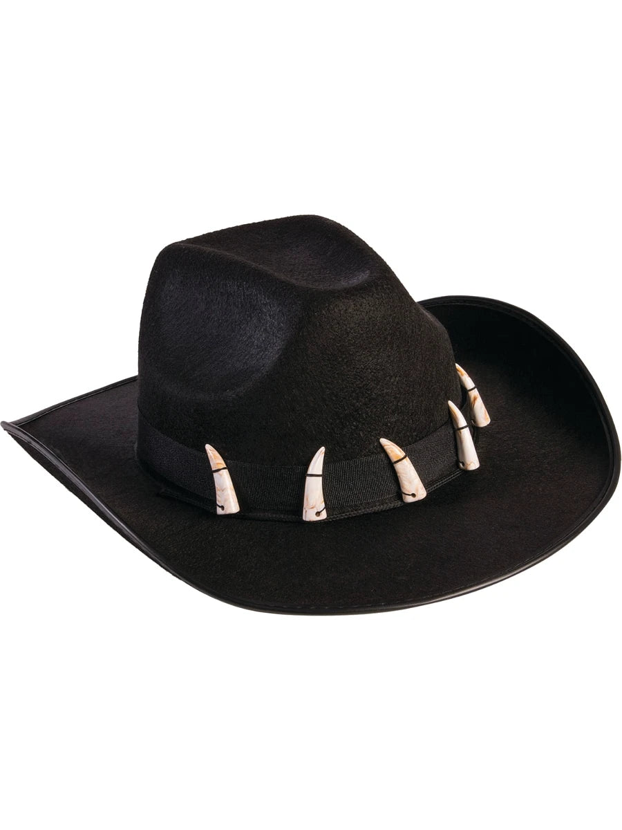 Western Black Cowboy Hat with Teeth