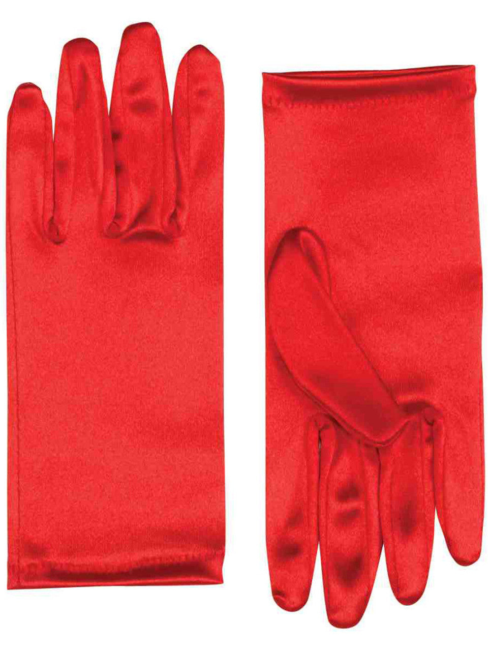 Short Satin Red Gloves