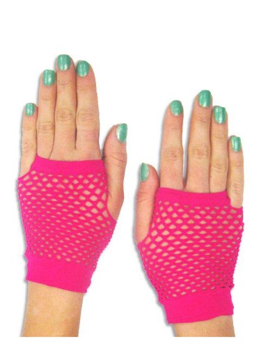 Short Fishnet Pink Gloves