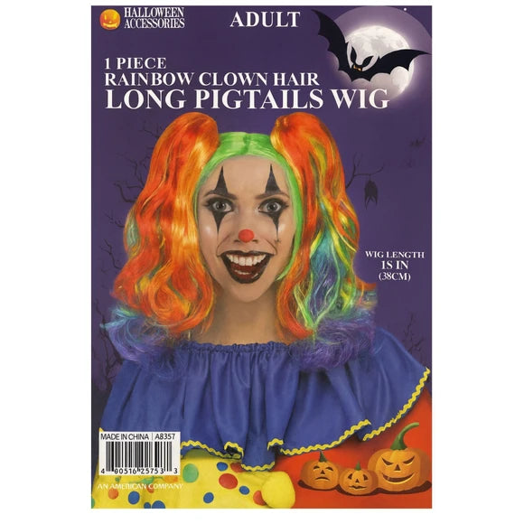 Rainbow Clown with Long Pigtails Wig